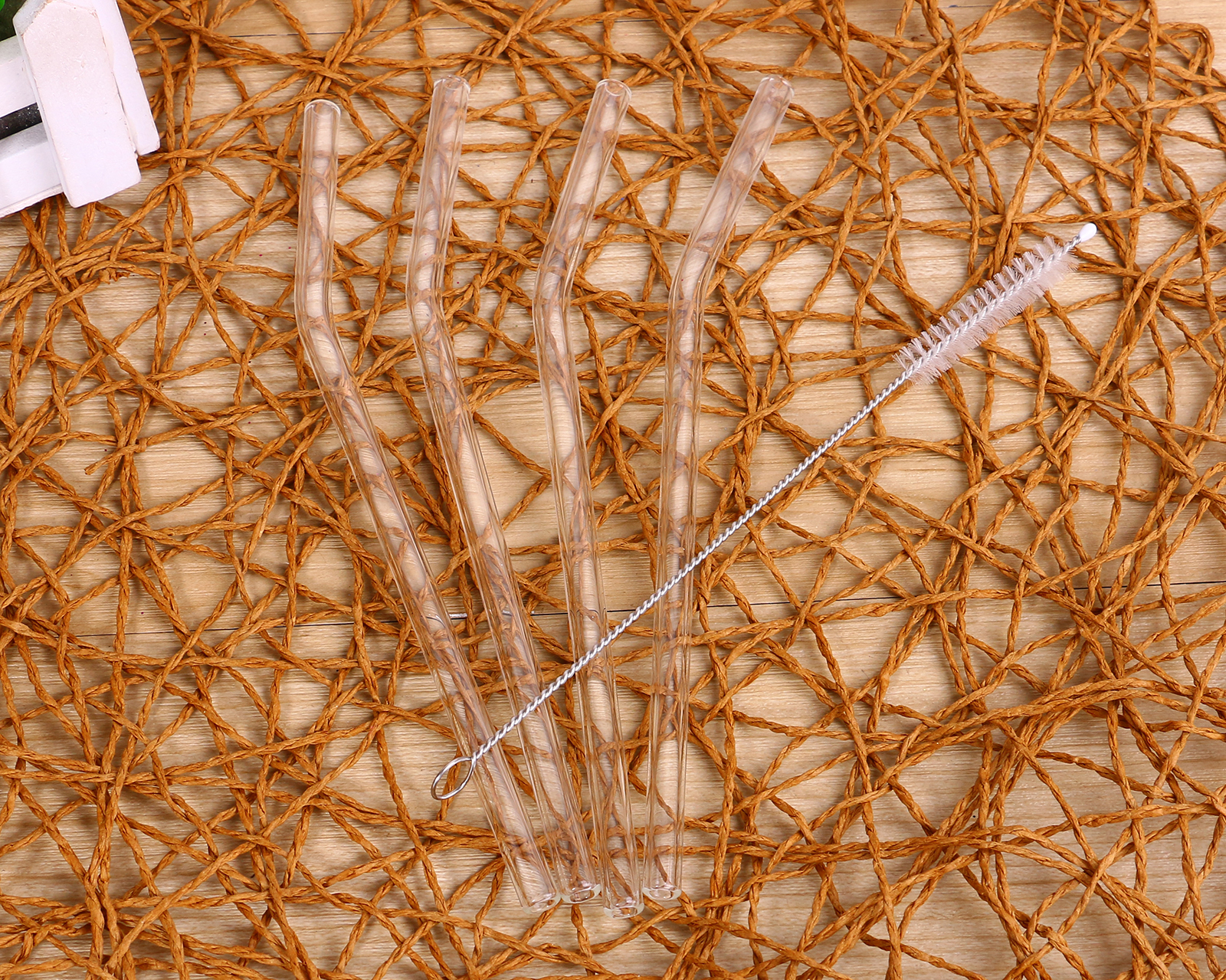 6支装 玻璃吸管 耐热防口红 透明奶茶成人孕妇饮料吸管送刷子