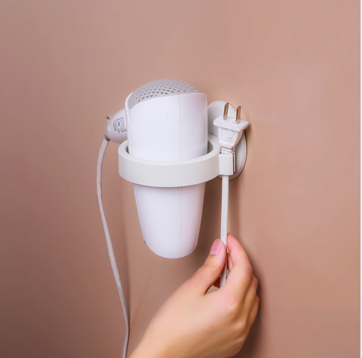 Hair dryer stand without drilling, bathroom hair dryer stand, wall-mounted storage rack, hair dryer stand, bathroom air duct stand Application Scenario