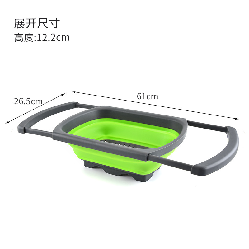 厂家热销亚马逊可伸缩折叠沥水蓝家用水果篮洗菜篮淘米篮细节图