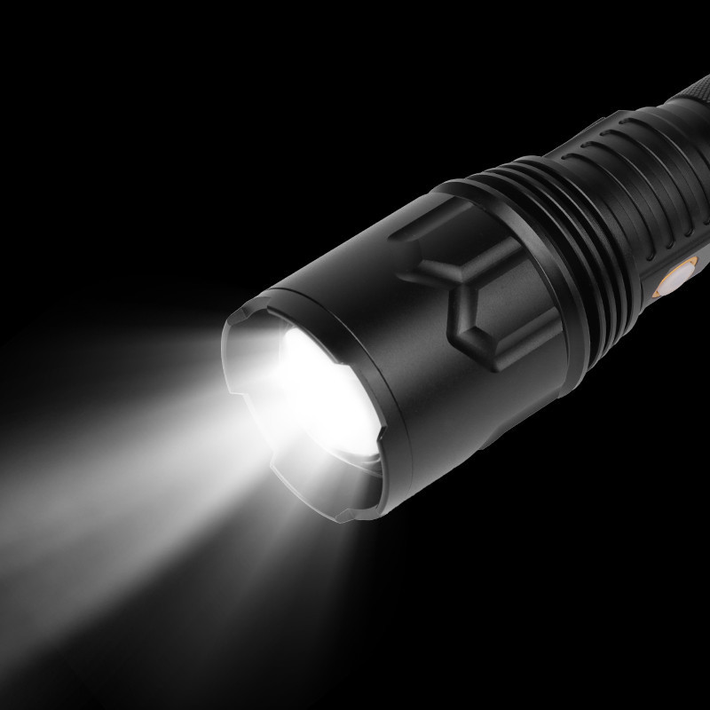 跨境新款 铝合金安全锤工作灯 调光户外照明 P70 5档强光手电筒白底实物图