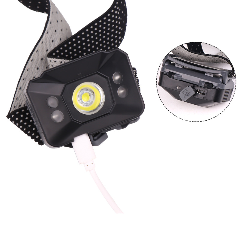 跨境新款XPG+LED头灯内置电池挥手感应USB充电户外强光照明头灯细节图