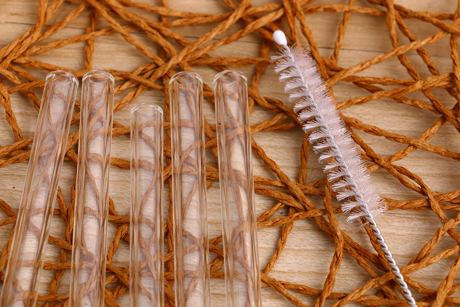 6支装 玻璃吸管 耐热防口红 透明奶茶成人孕妇饮料吸管送刷子产品图