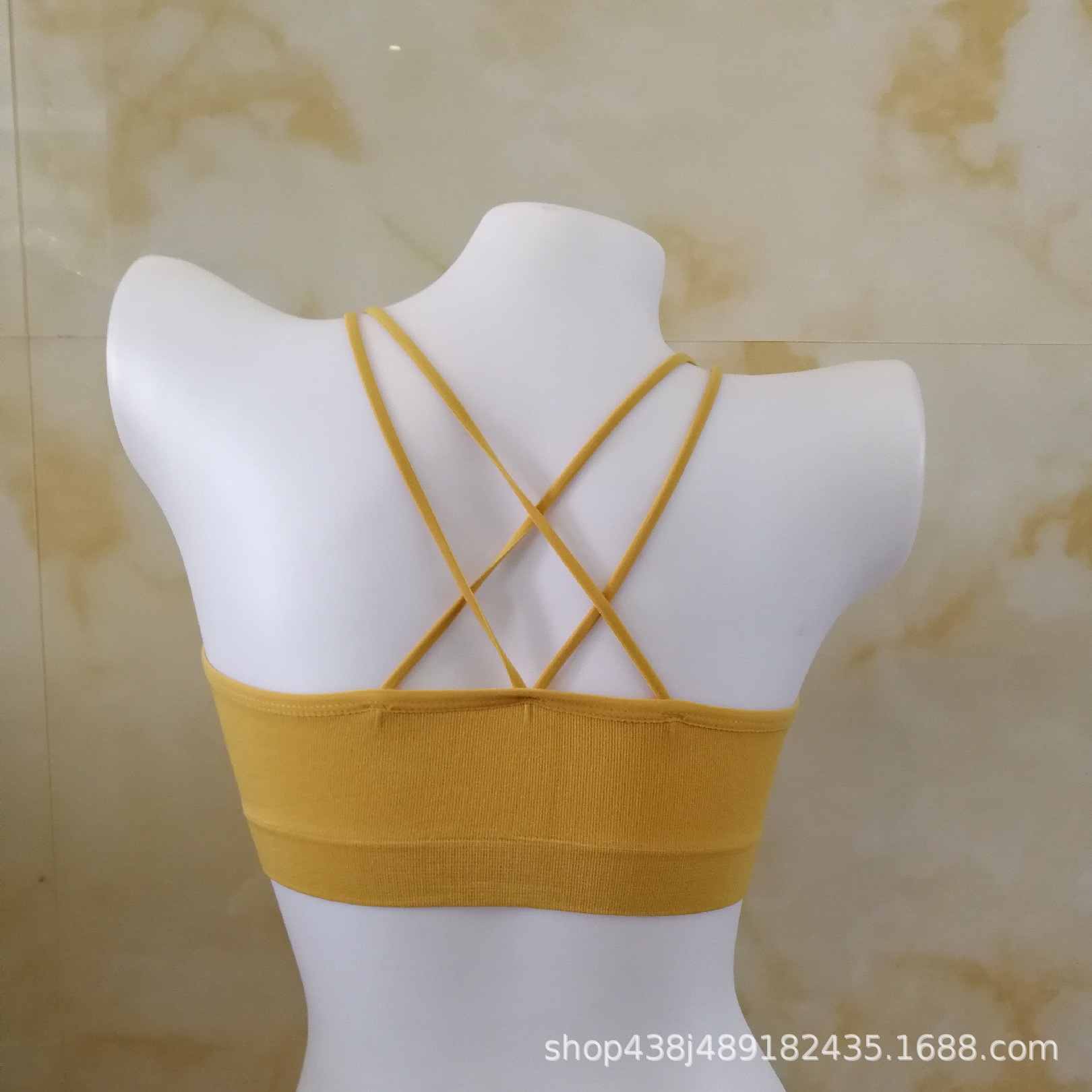 New Seamless Beauty Back Girly Top Top Cross Strap No Underwire Sports Vest With One-Piece Chest Pad Wrap details Picture