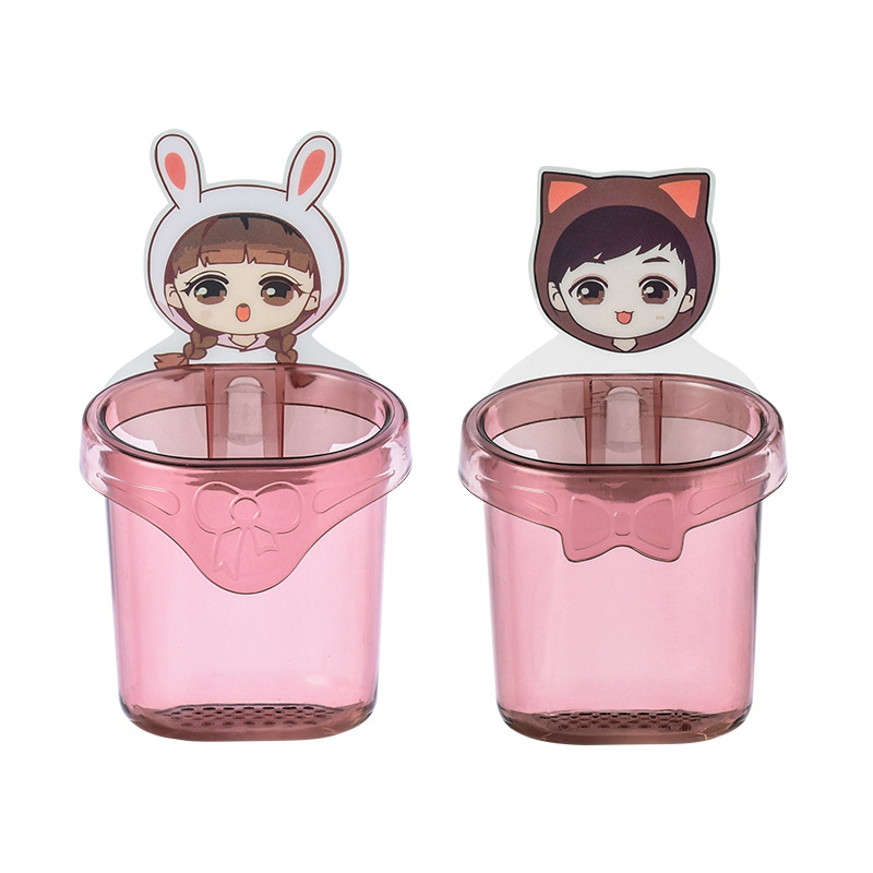 卫生间牙刷杯牙刷架 家用免打孔无痕贴置物架 卫浴洗漱用品收纳架白底实物图