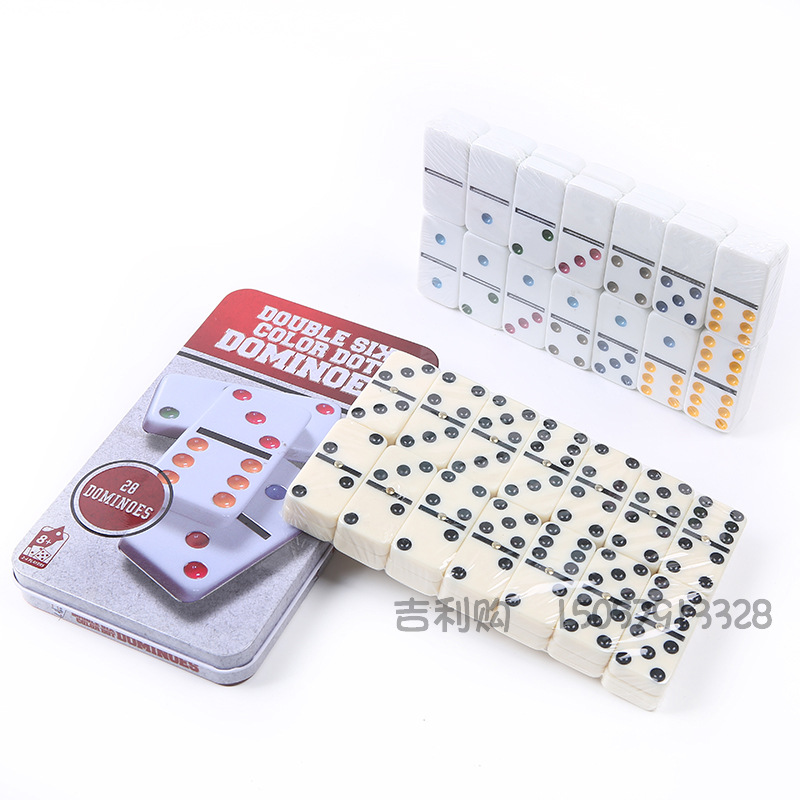厂家直销象牙色黑点多米诺骨牌游戏成人益智玩具室内休闲棋牌批发