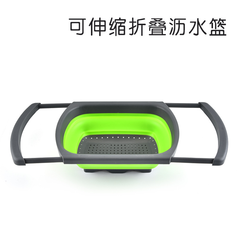 厂家热销亚马逊可伸缩折叠沥水蓝家用水果篮洗菜篮淘米篮产品图