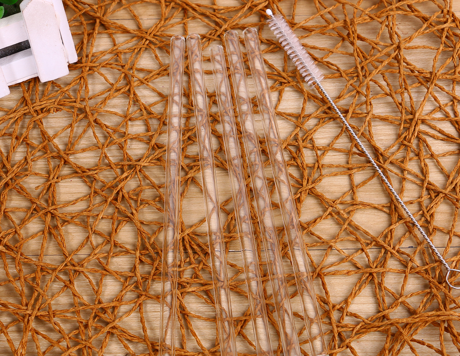 6支装 玻璃吸管 耐热防口红 透明奶茶成人孕妇饮料吸管送刷子细节图