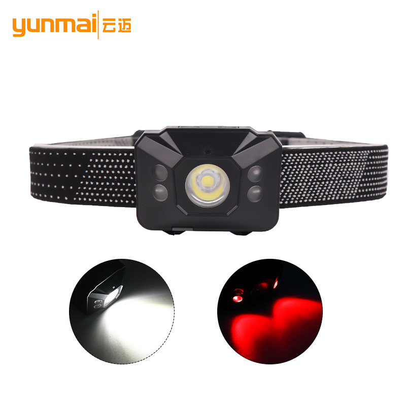 跨境新款XPG+LED头灯内置电池挥手感应USB充电户外强光照明头灯图