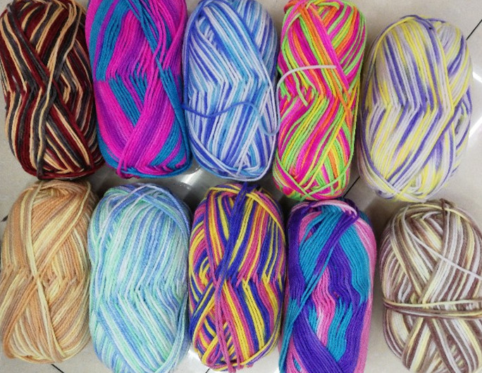 Factory direct sales of 4-strand acrylic yarn, patterned yarn, DIY yarn toys, yarn segments, dyed colored yarn in stock Item Picture