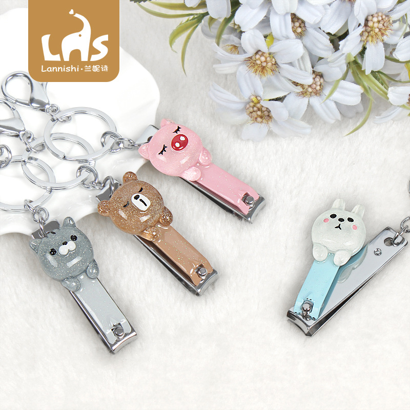 现货热销闪粉指甲钳扣-果冻动物汽车钥匙扣挂件销售