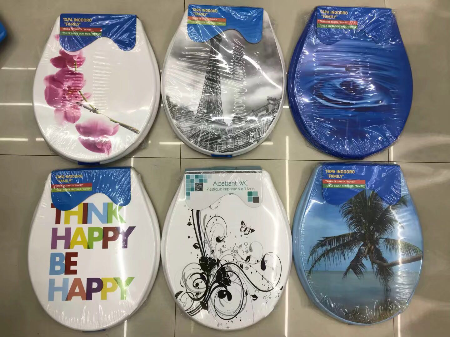 塑料PP新料18寸欧标印花马桶盖马桶圈坐便器细节图