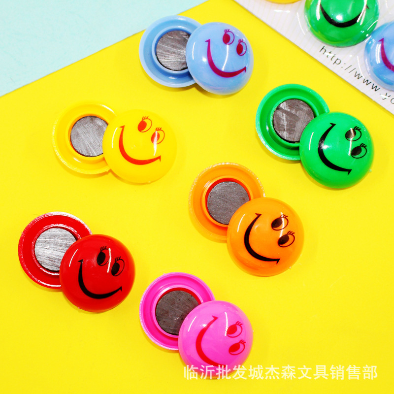 笑脸系列强力磁钉 12粒装 30mm圆形磁扣 彩色白板磁珠 YY6012产品图