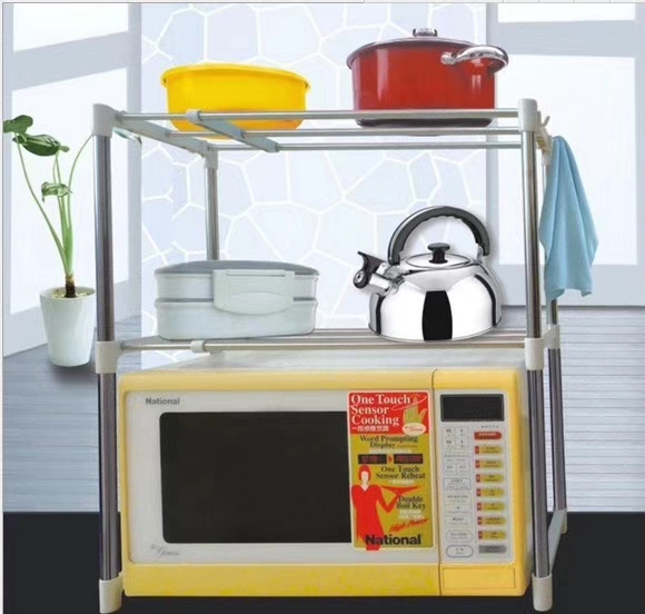 Yiwu Good Goods Telescopic Microwave Oven Rack Storage Rack Iron Art Household Items Plastic Products Hanger details Picture