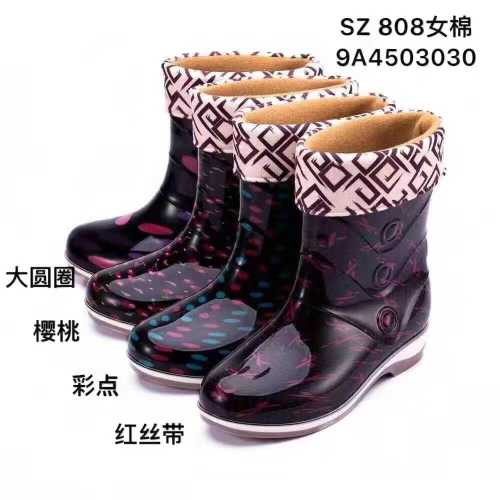义乌好货 女士新款水晶雨鞋半高可爱 雨靴防滑耐磨四季两用