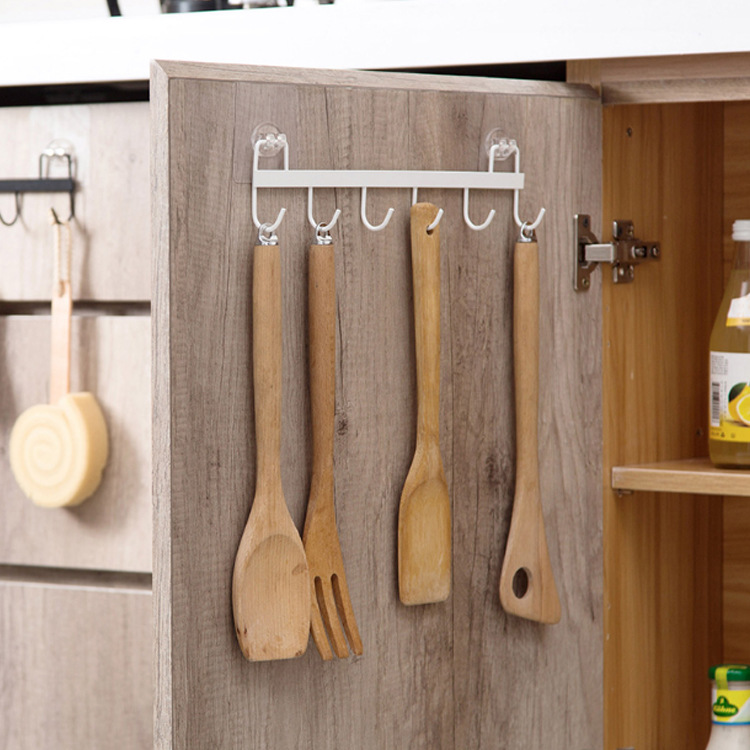 Non-drilling strong adhesive hook, kitchen ironwork kitchenware row hook, bathroom wall-mounted nail-free load-bearing traceless adhesive hook details Picture