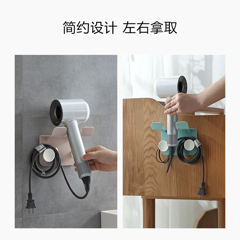 Retro multi-purpose hair dryer stand, no need for drilling, bathroom hair dryer hanging rack, household hair dryer storage rack, air duct rack details Picture