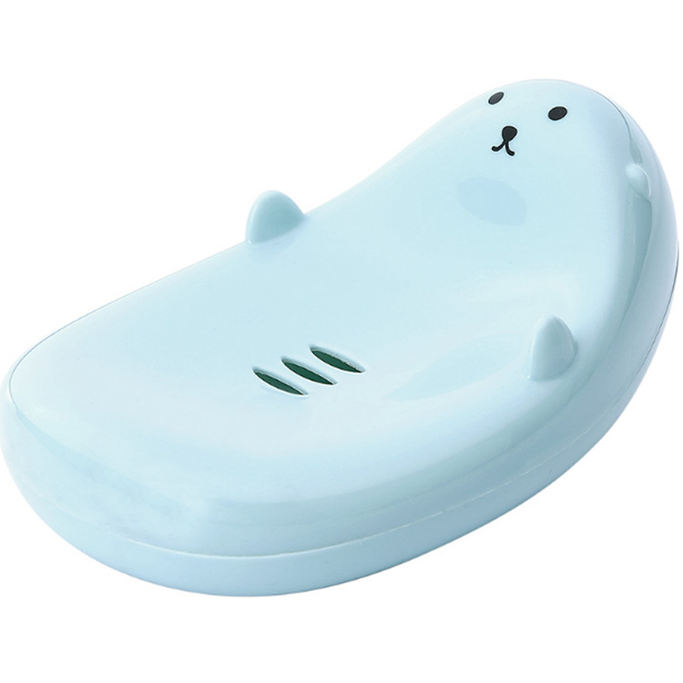 儿童卡通肥皂盒创意浴室沥水肥皂架 卫生间洗脸香皂盒塑料皂托白底实物图