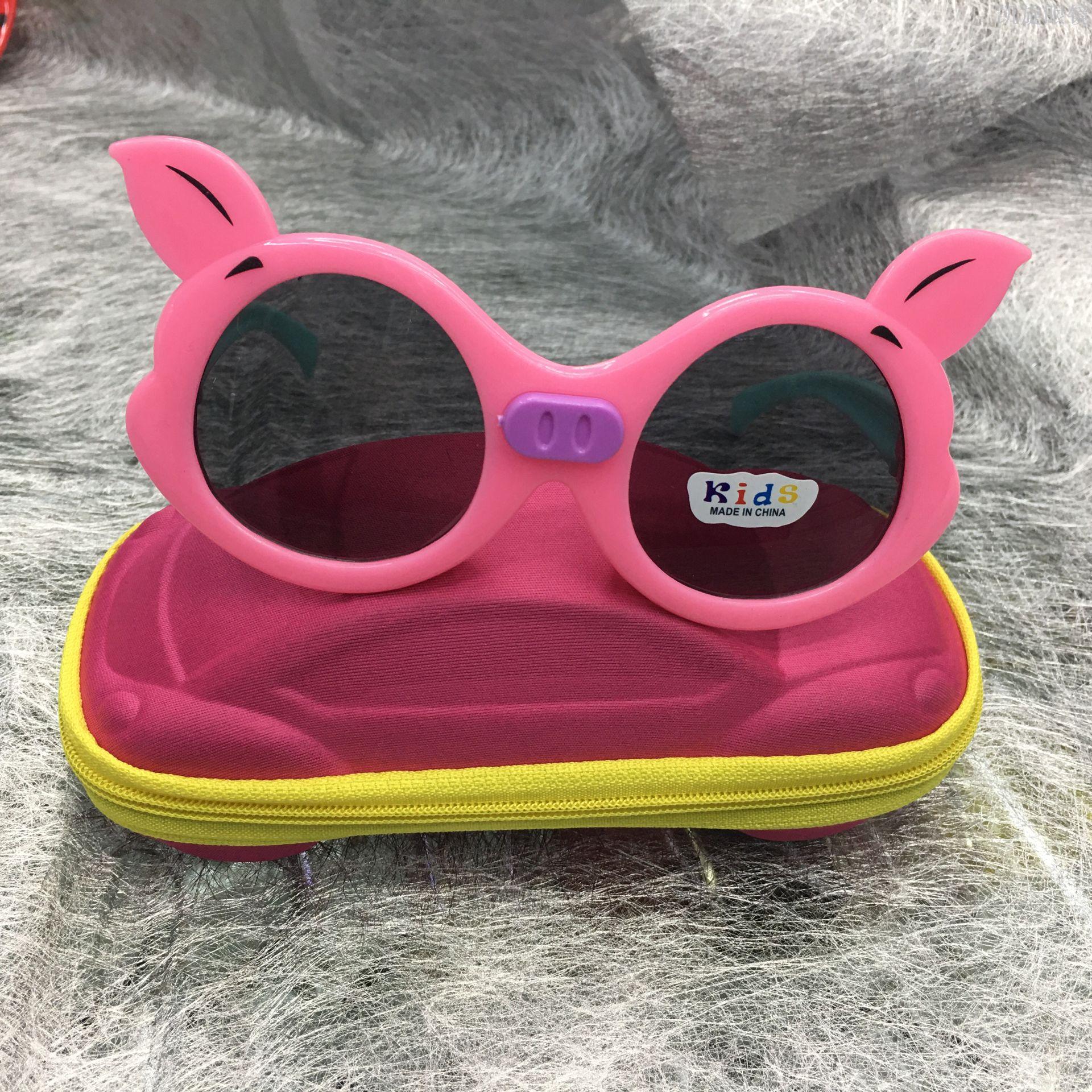 新款卡通图案儿童镜小宝宝彩色可爱眼镜防紫外线墨镜太阳镜现货白底实物图