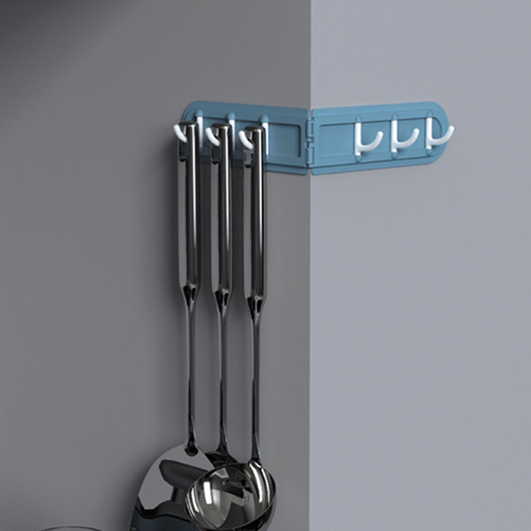 创意6连转角挂钩 免打孔墙壁挂衣钩衣帽钩浴室拐角粘钩 缝隙挂架细节图