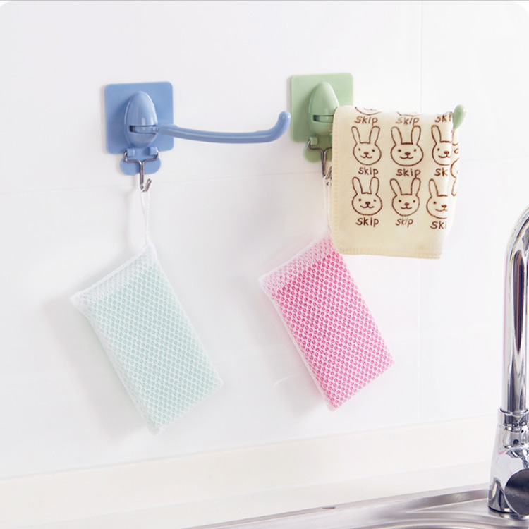 Multi-purpose rotatable double-hook, kitchen and bathroom wall, nail-free adhesive hook, towel hanger, bathroom tissue paper hanger Application Scenario