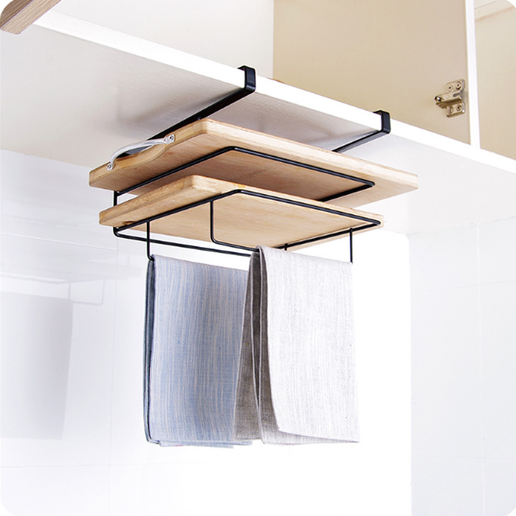Kitchen cabinet wall-mounted cutting board rack, non-drilling iron cutting board hanging rack, household cutting board rack, storage rack and storage rack details Picture