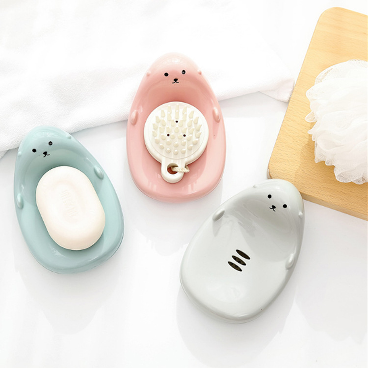 儿童卡通肥皂盒创意浴室沥水肥皂架 卫生间洗脸香皂盒塑料皂托