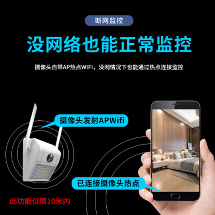 无线智能家用手机远程wifi监控网络高清夜视照明防水壁灯式摄像机细节图