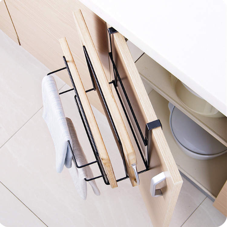 Kitchen cabinet wall-mounted cutting board rack, non-drilling iron cutting board hanging rack, household cutting board rack, storage rack and storage rack Application Scenario