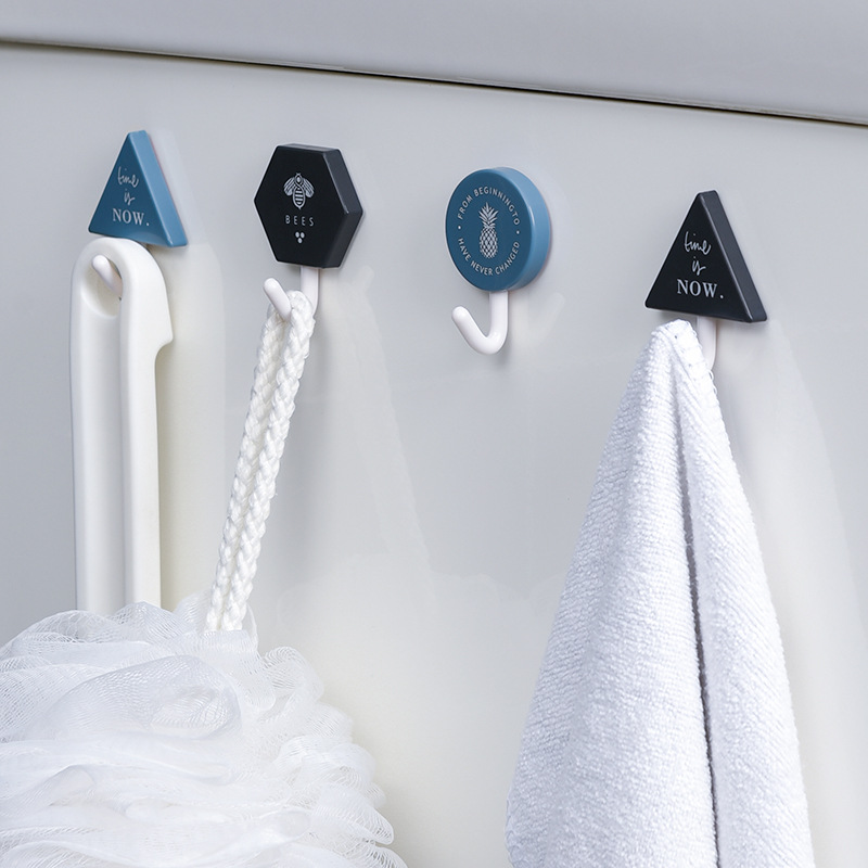 北欧INS风创意简约挂钩卧室浴室塑料钩免钉无痕粘钩免打孔3个装细节图