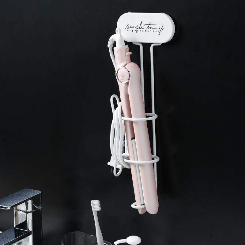 Bathroom wall-mounted curling iron rack, bathroom home hair dryer, curling iron storage rack, wrought iron, no need for drilling Specification image