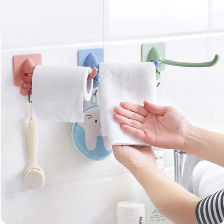 Multi-purpose rotatable double-hook, kitchen and bathroom wall, nail-free adhesive hook, towel hanger, bathroom tissue paper hanger
