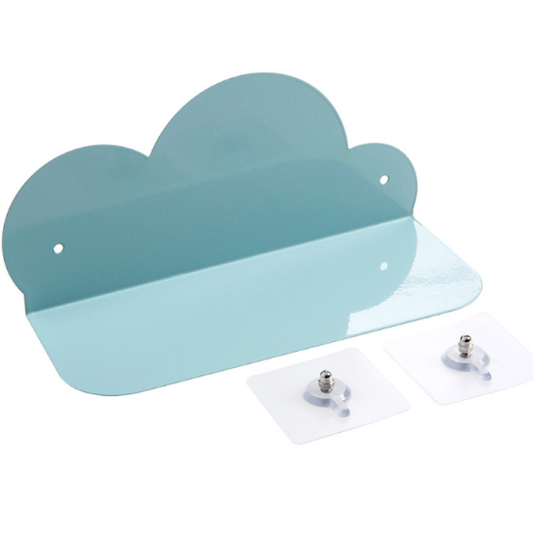 铁艺云朵墙上置物架免打孔壁挂收纳架客厅卧室墙壁装饰强力隔板白底实物图