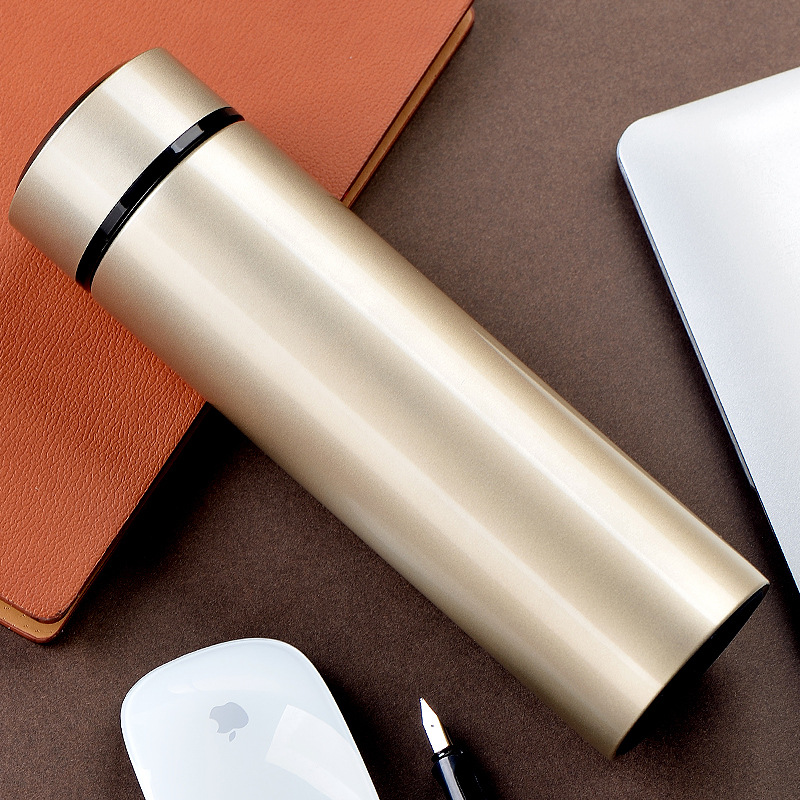 商务保温杯大容量水杯真空不锈钢直身杯刻字杯子便携茶杯定制logo白底实物图