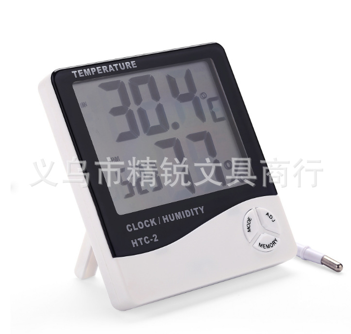 HTC-2 High-precision large-screen indoor and outdoor electronic hygrometer with cable and alarm clock Specification image
