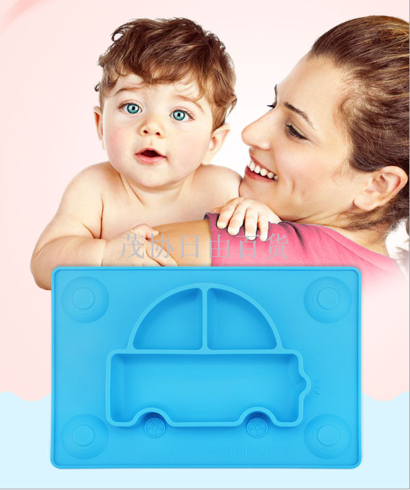 Children's complementary food suction cup bowl bottom sticker Baby plate, infant suction cup type edible silicone compartments, household anti-drop Item Picture