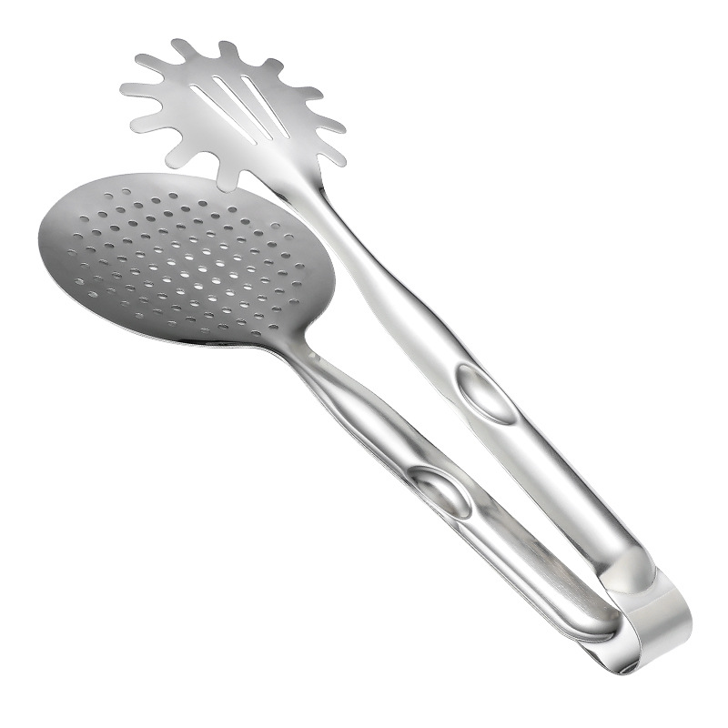 Hui Zhou stainless steel noodle tongs, noodle scooping tongs, kitchen tools, food tongs, perforated oil filters, multi-functional Item Picture