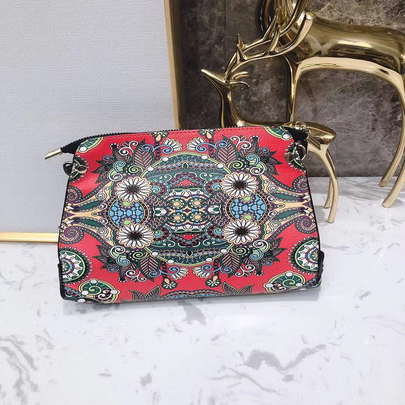 2021 new leather women's bag single-shoulder portable multi-purpose small backpack ethnic style zipper bag retro widened bag woman Specification drawing