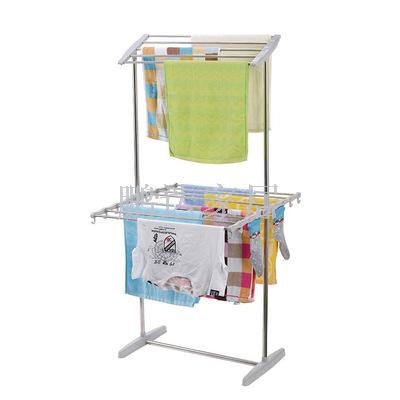 晾衣架二层折叠晒衣架晾晒衣架固定式置地阳台室内可折叠毛巾架