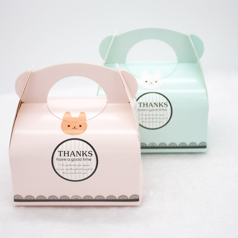 烘焙包装 粉色+绿色 手提慕斯西点心包装礼蛋挞糖果蛋糕盒图
