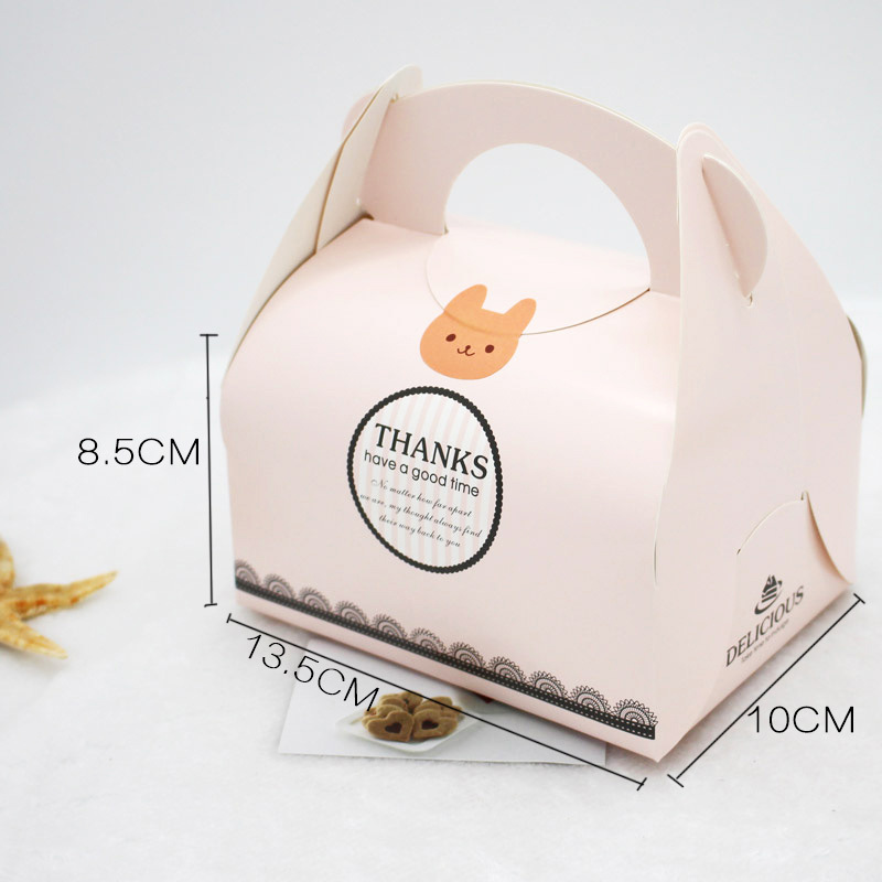烘焙包装 粉色+绿色 手提慕斯西点心包装礼蛋挞糖果蛋糕盒细节图