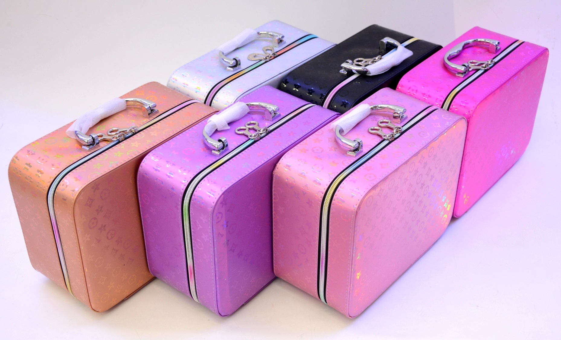Men's and women's new small fresh Korean cosmetic bags zip-up PU professional fabrics high-grade storage bags