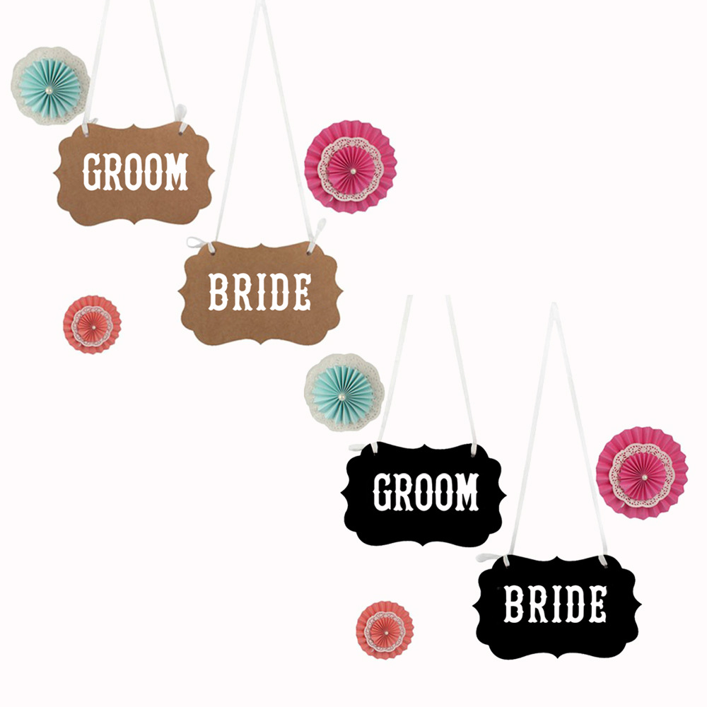 婚庆拉旗 bride groom 椅背拉花 婚庆新娘新郎拍摄道具