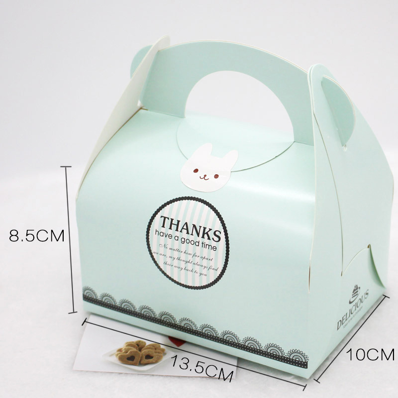烘焙包装 粉色+绿色 手提慕斯西点心包装礼蛋挞糖果蛋糕盒产品图