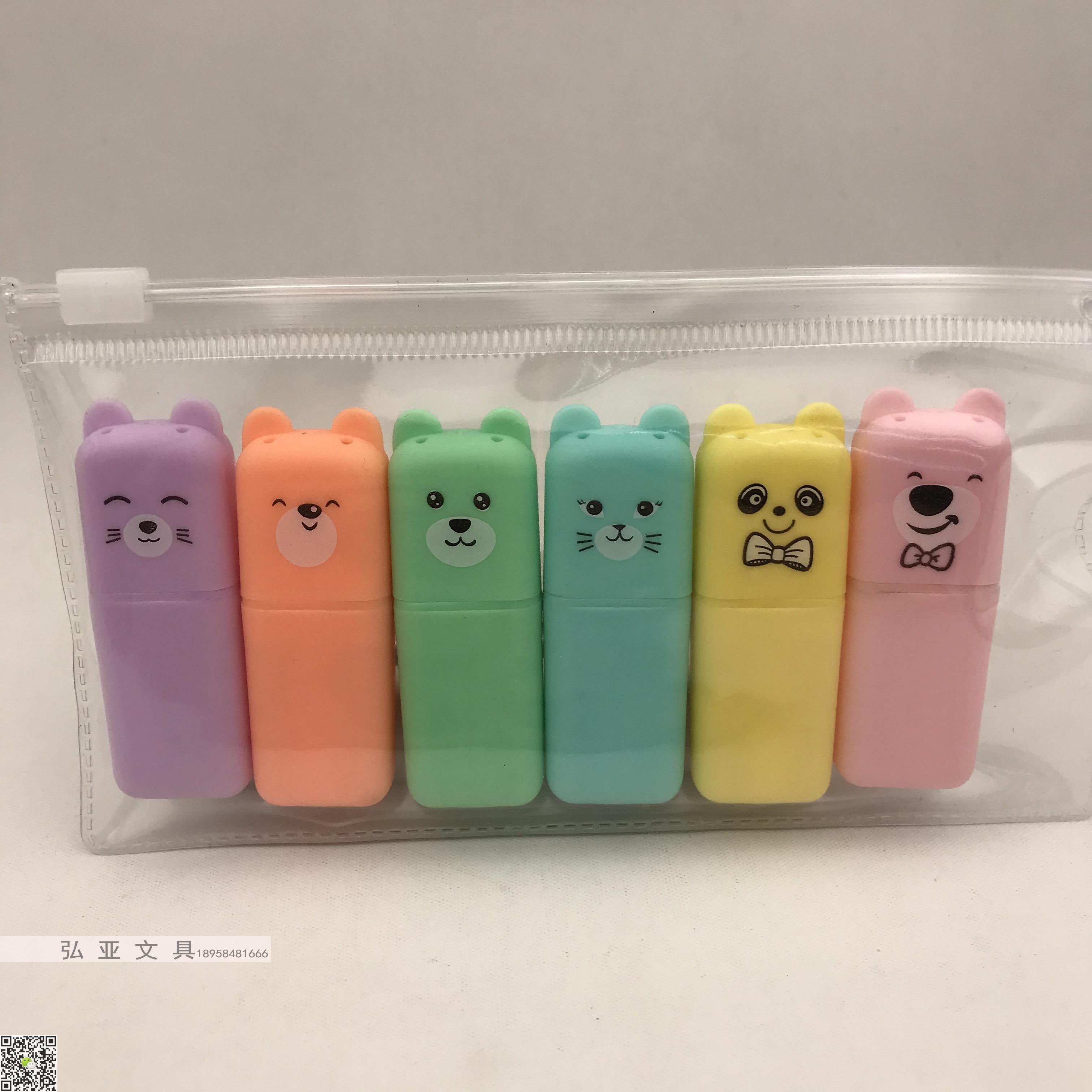 小熊 胡萝卜 糖果 巧克力 棒冰 小鱼荧光笔 各种造型迷你荧光笔细节图