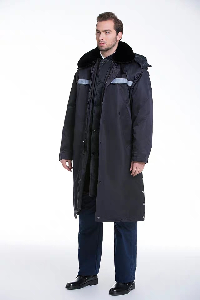 Men's winter thickened cotton overcoat, extended security cotton-padded jacket, detachable reflective strip cashmere warm and cold-proof clothing Item Picture
