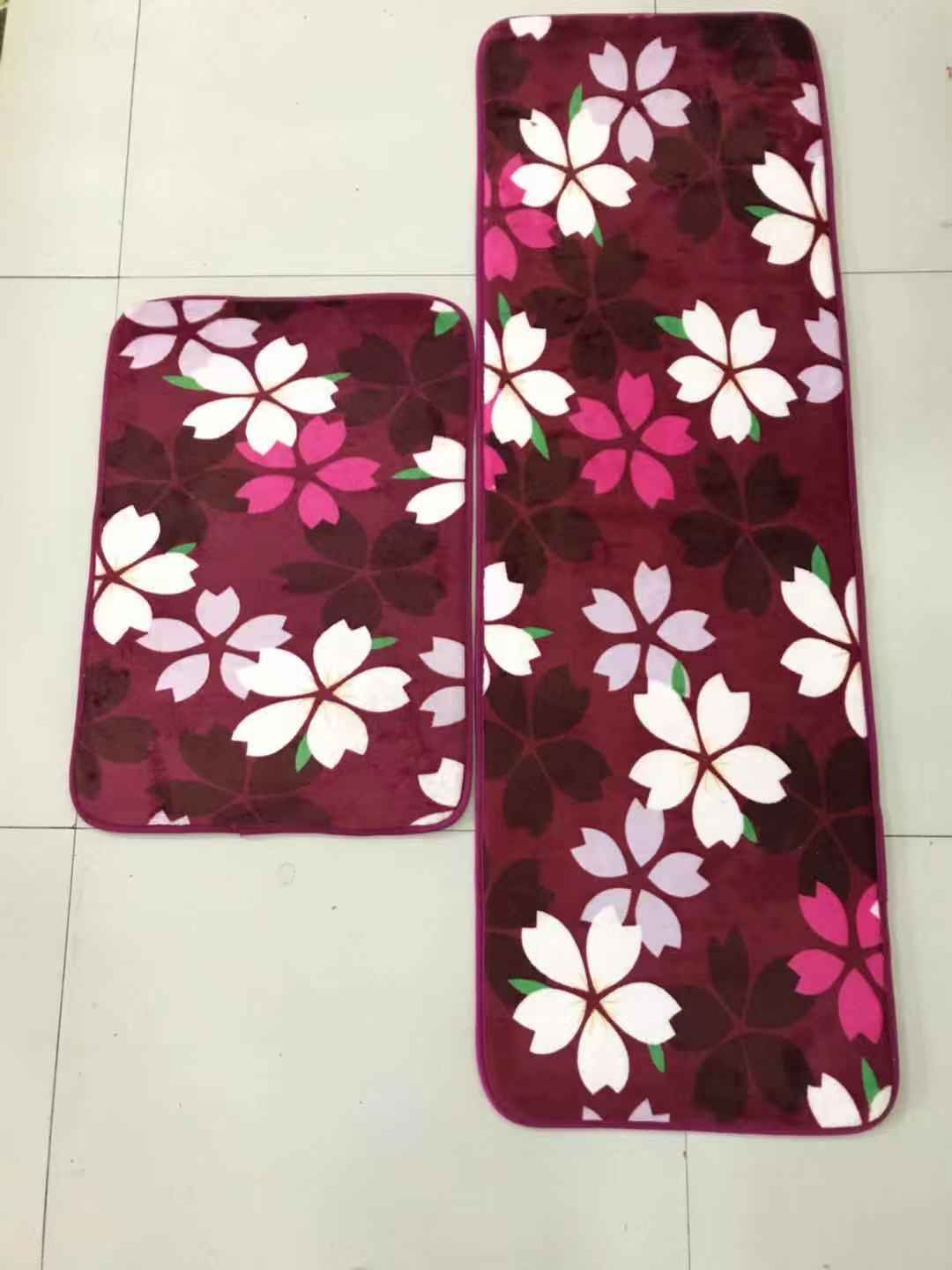Coral fleece kitchen two-piece set floor mat, water-absorbing and anti-slip combination mat, kitchen foot mat, door mat, anti-slip mat Specification drawing