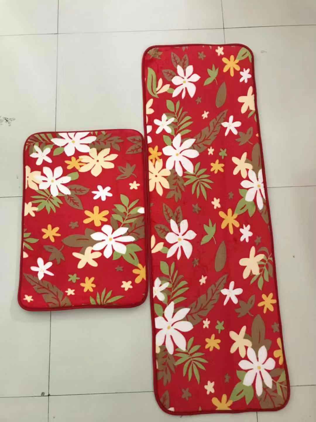 Coral fleece kitchen two-piece set floor mat, water-absorbing and anti-slip combination mat, kitchen foot mat, door mat, anti-slip mat Application Scenario