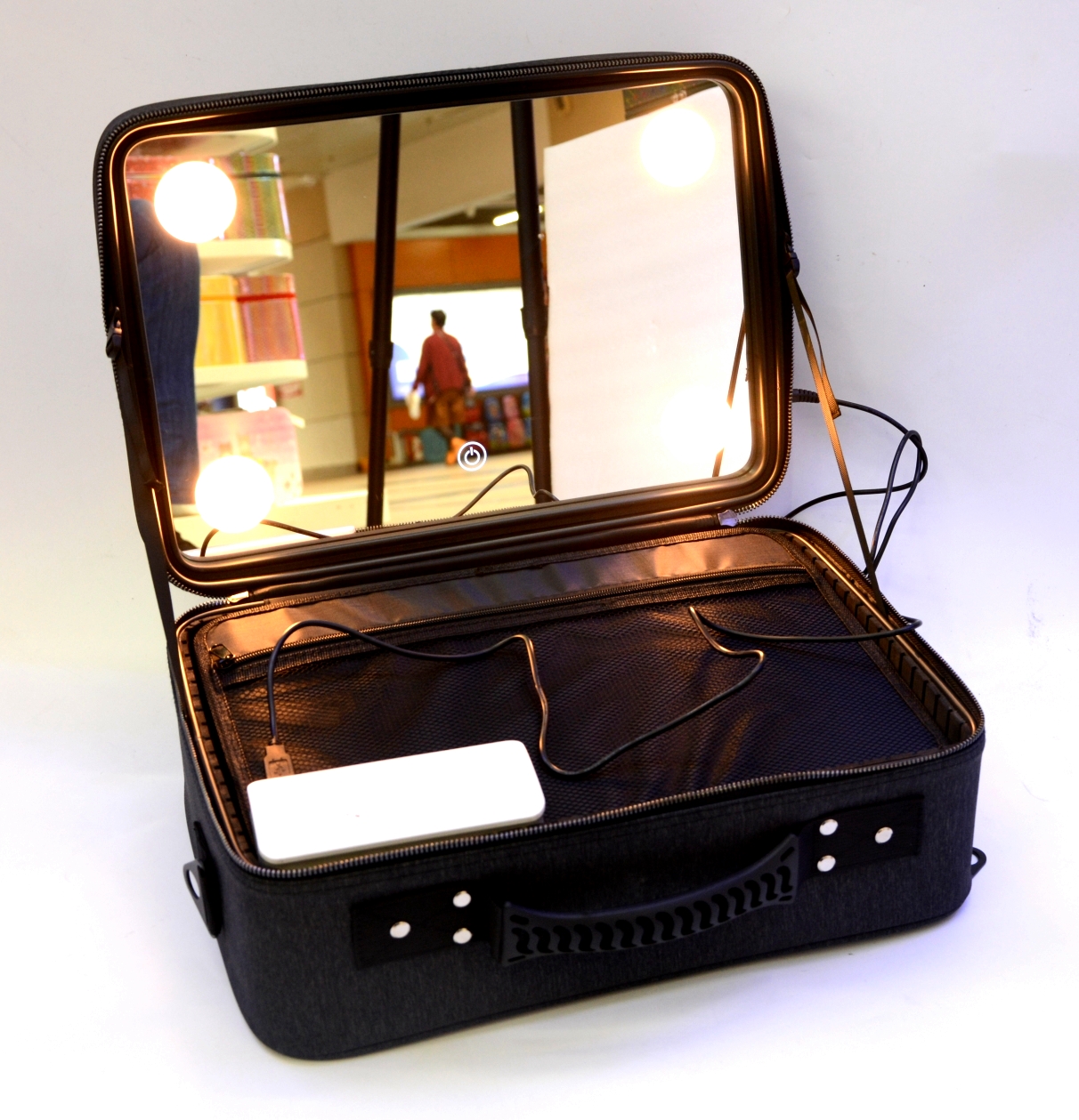 New LED lamp make-up box with USB make-up artist Oxford High capacity multi-function box senior make-up light box
