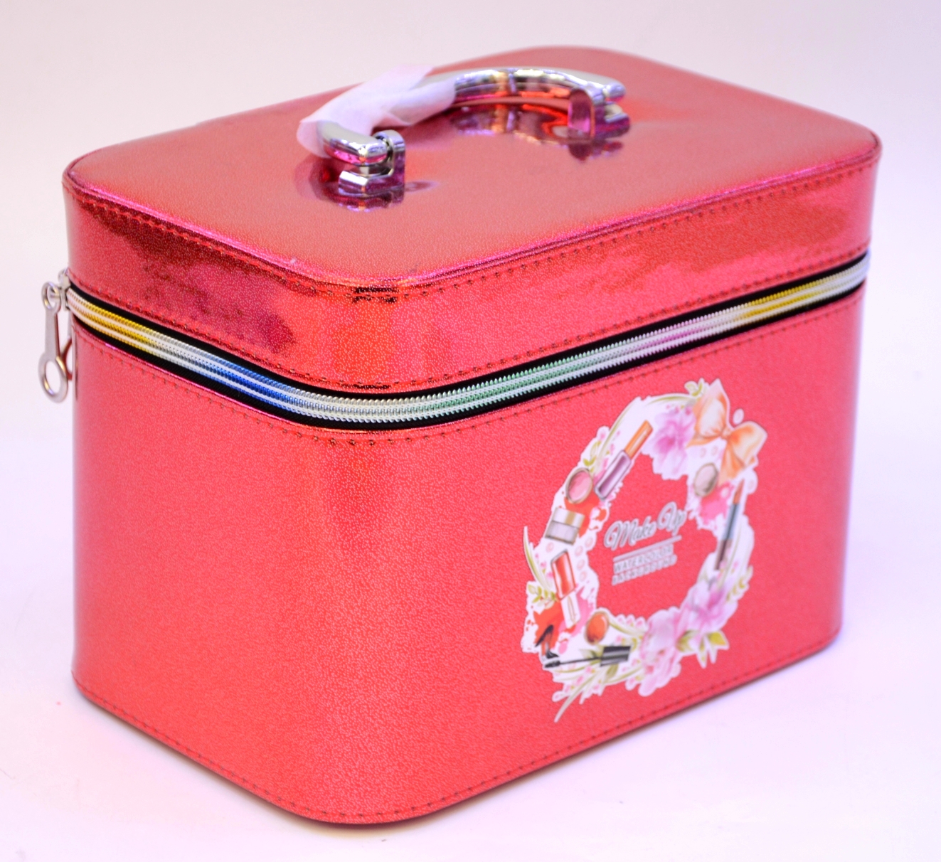Handbag female Korean version makeup bag student pink girl heart sweet print zipper bag bag fashion versatile bag