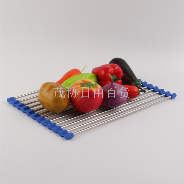 Stainless steel asphalt rack non-slip folding kitchen fruit and vegetable rack stainless steel cleaning rack chopsticks storage rack